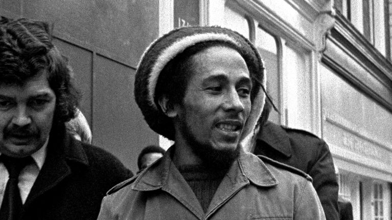 Bob Marley pictured in April 1977 while he lived in Chelsea, west London