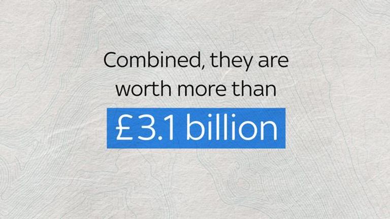 Combined they are worth more than £3.1bn