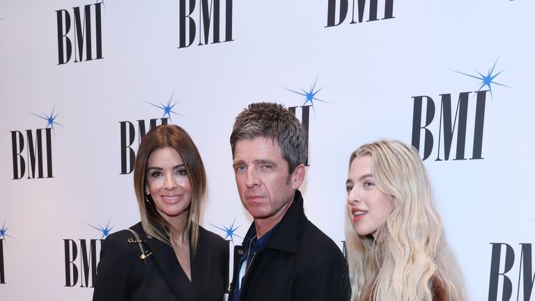 Noel Gallagher supported by wife (left) Sara MacDonald and daughter Anais Gallagher attending the BMI London Awards 2019 at the Savoy Hotel in London. PA Photo. Picture date: Monday October 21, 2019