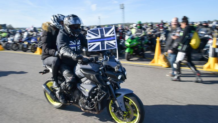 A bike with a police Union Flag taking part in the charity ride