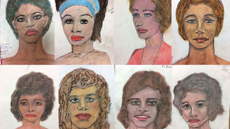 Little drew sketches of his victims while in prison. Pic: FBI