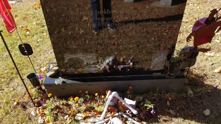 Mum's skeleton tribute at son's grave removed Mum's skeleton tribute at son's grave removed