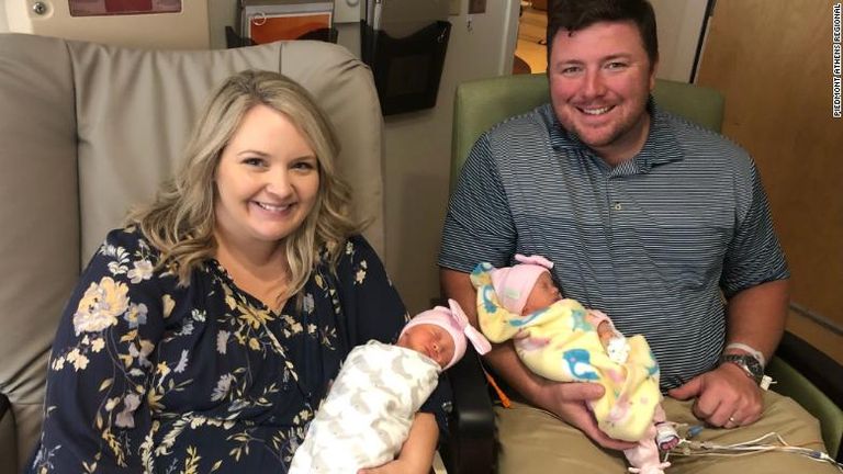 Brannan and Rebecca Williams say the nurses have become their friends. Pic: Piedmont Athens Regional Medical Center