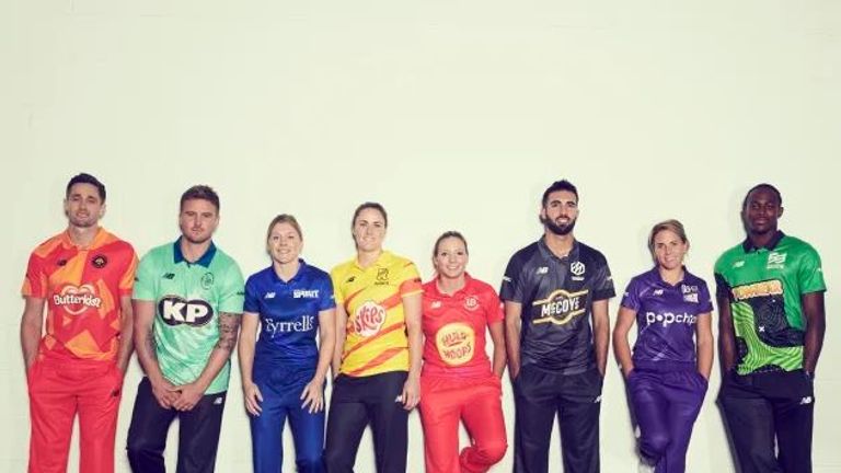 Left to right: Chris Woakes, Jason Roy, Heather Knight, Nat Sciver, Katie George, Saqib Mahmood, Lauren Winfield and Jofra Archer will represent the eight men&#39;s and women&#39;s teams in The Hundred. Pic: ECB