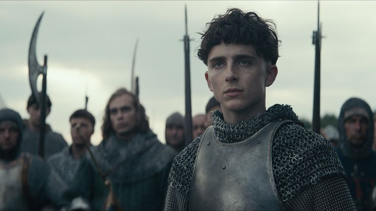 Timothee Chalamet plays historical figure Henry V in The Netflix film The King