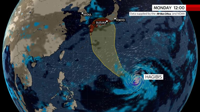 Typhoon Hagibis is due to make land in Japan this weekend