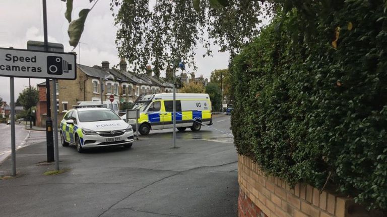 Police at the scene on Wellesley Road, Colchester. Pic: Twitter/Adam Roxby