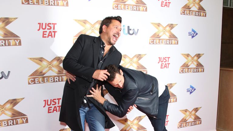 Brendan Cole and Jeremy Edwards attend "The X Factor: Celebrity" launch photocall at The Mayfair Hotel on October 09, 2019 in London