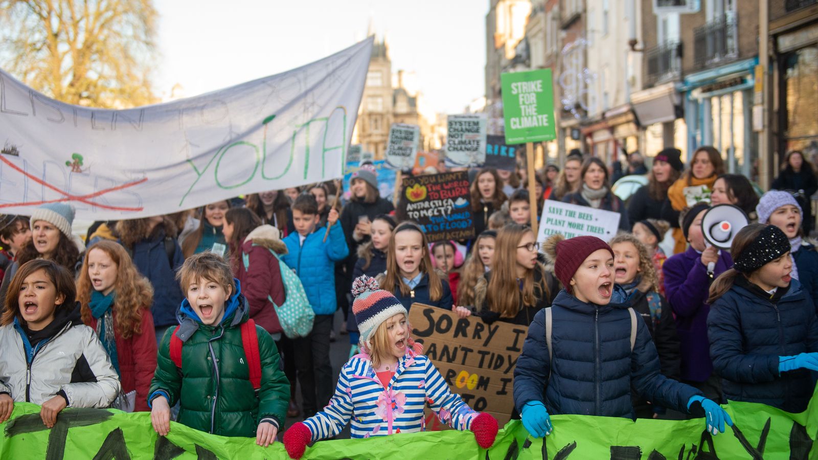 Climate change: Thousands of children skip school to take part in protests - Sky News