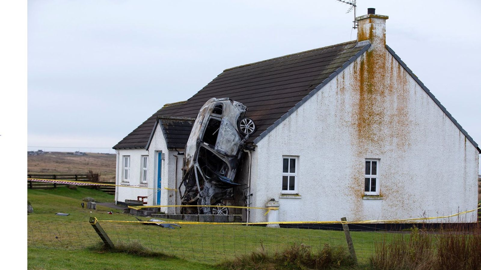 Three seriously hurt after car crashes into house and catches fire | UK ...