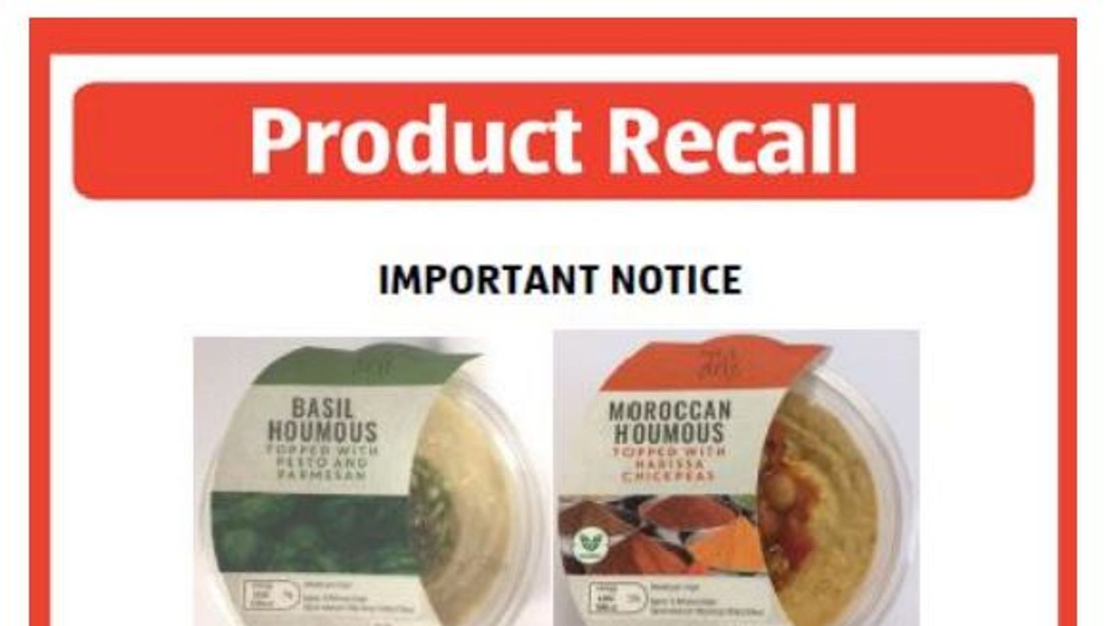 Hummus 80 brands recalled from UK supermarkets over salmonella