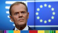European Council President Donald Tusk holds a news conference after a European Union leaders summit