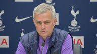 Jose Mourinho jokes with a reporter about having to leave his role as pundit with Sky Sports to become head coach at Tottenham.