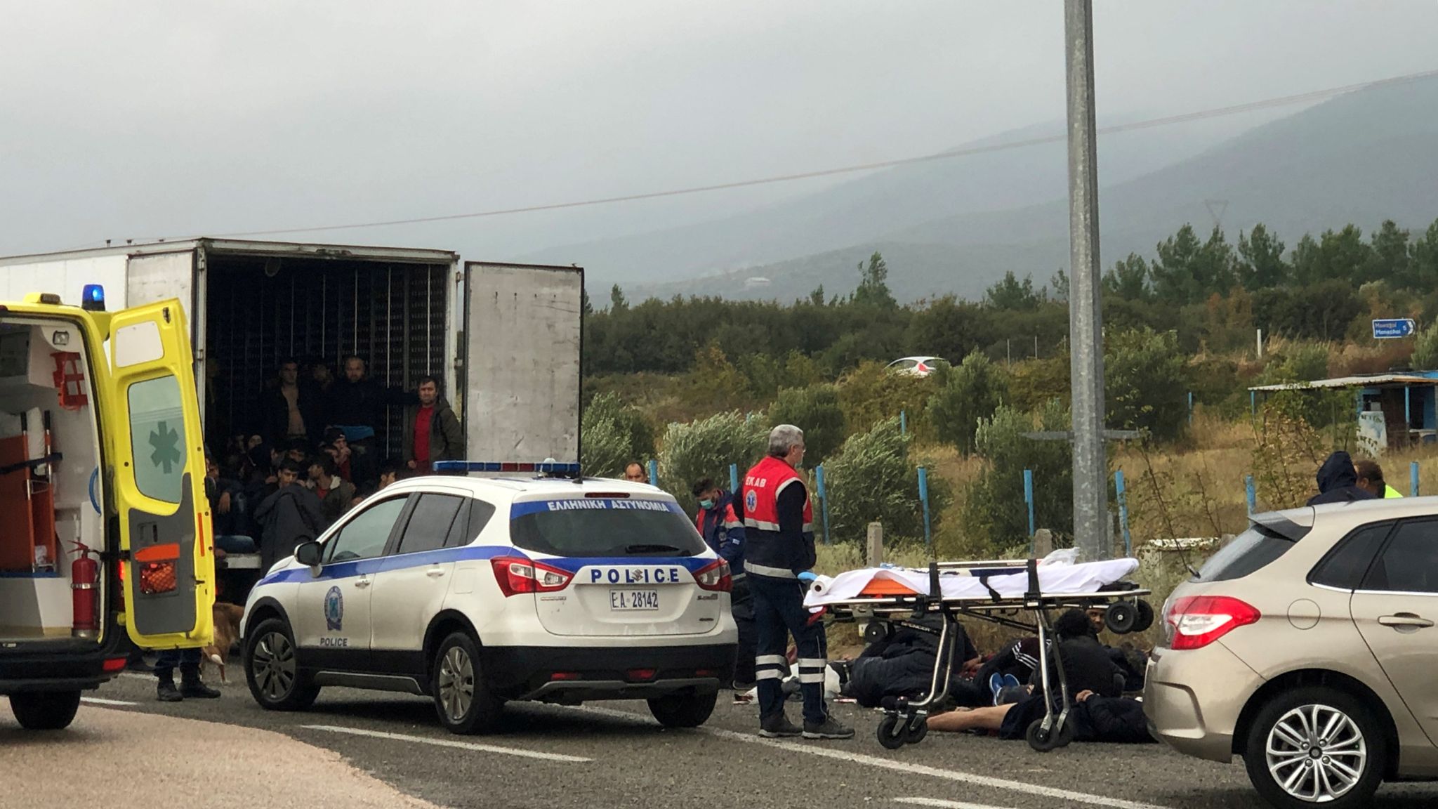 41 men and boys found in refrigerated truck on a motorway in Greece ...