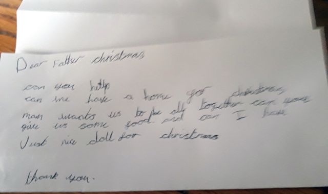 Child asks Santa for food and a home in heartbreaking Christmas letter