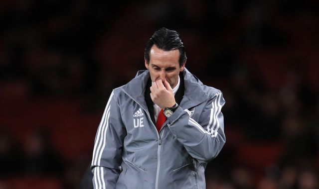 Image result for Arsenal fans jubilate following the sack of Unai Emery after 18-month as head coach of the club    ,  ,photos