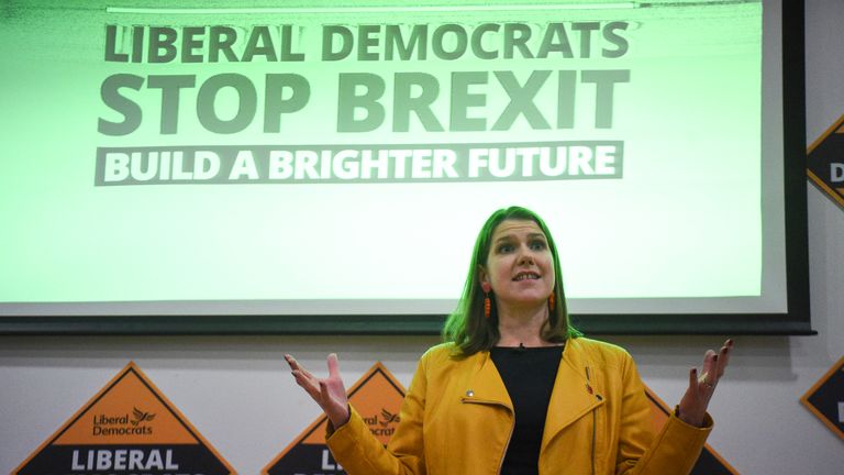 Liberal Democrat leader Jo Swinson speaks during the launch of Sam Gyimah MP campaign in Kensington, a new target seat for the party, at St Sarkis Armenian Church in Kensington, London.