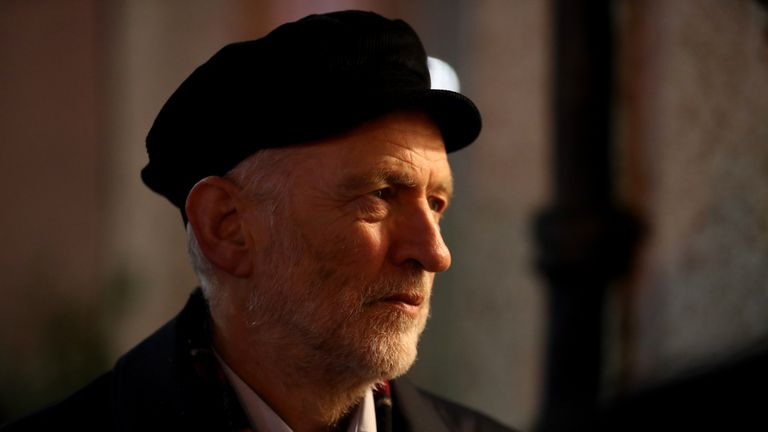 Labour Party leader Jeremy Corbyn canvassing in Govan, Glasgow, during General Election campaigning.