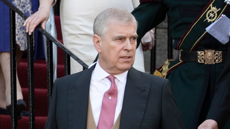 Prince Andrew, the Earl of Inverness as he is known in Scotland, during a garden party at the Palace of Holyroodhouse in Edinburgh.