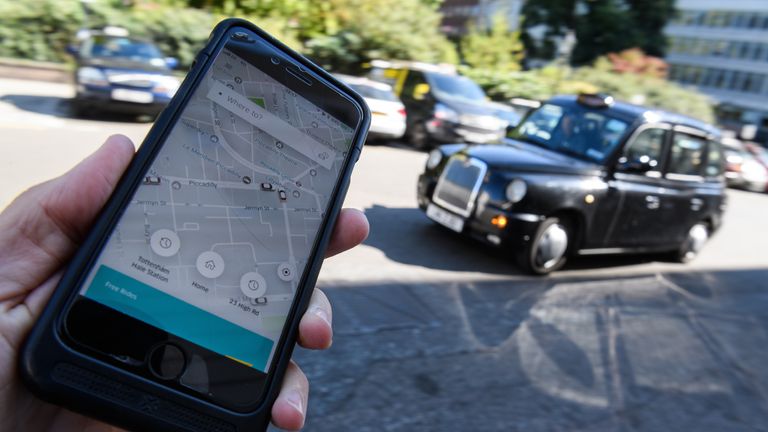 LONDON, ENGLAND - SEPTEMBER 22:  In this Photo Illustration, a phone displays the Uber ride-hailing app on September 22, 2017 in London, England. The Transport Regulator has announced that it will not re-new the company's licence to operate in London as it's current service is "not fit and proper".  (Photo by Leon Neal/Getty Images)