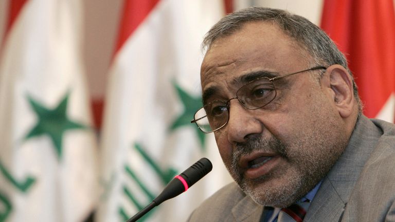Baghdad, IRAQ: Iraq's Vice President and Parliament member Adel Abdul-Mahdi speaks during a special parliament session in Baghdad, 13 April 2007. Leaders from across Iraq's bitter sectarian divide pleaded today for unity at a special session of parliament, gathering in defiance to condemn a suicide bombing that tore through the building the day before killing an Iraqi MP. AFP PHOTO/POOL/CEERWAN AZIZ (Photo credit should read CEERWAN AZIZ/AFP via Getty Images)