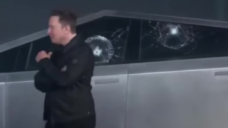 Whoops... Tesla armor glass smashes first try