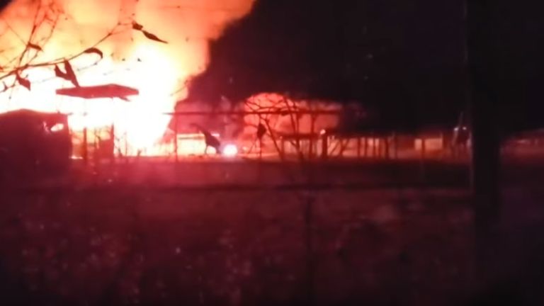 The flames took hold at about 6:15 pm on Thursday. Pic: WKYC
