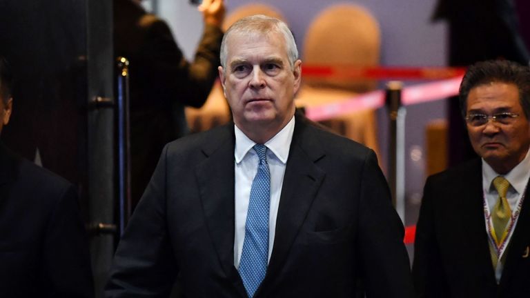 Britain&#39;s Prince Andrew, Duke of York arrives for the ASEAN Business and Investment Summit in Bangkok on November 3, 2019