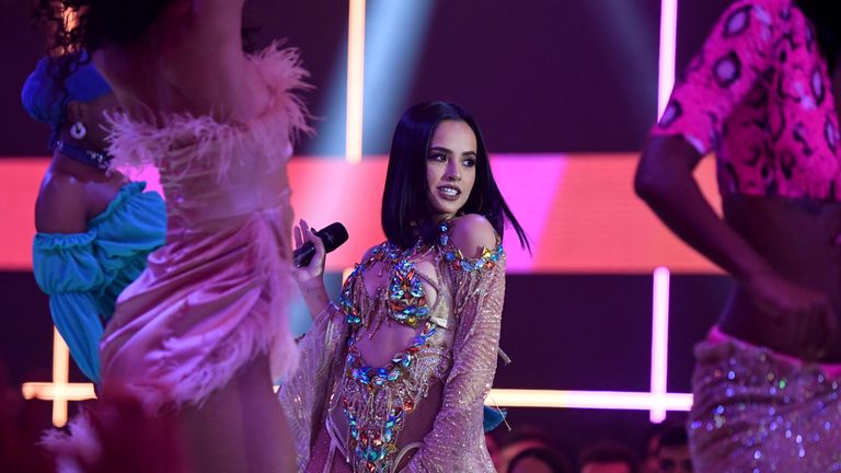 Host Becky G was among those who performed on stage