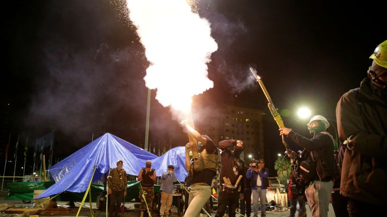 Fireworks were set off to celebrate after Bolivian Senator Jeanine Anez became interim president