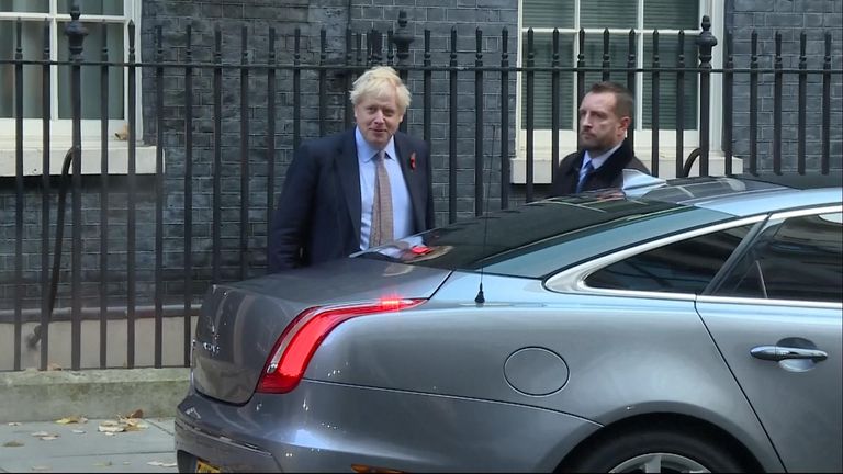 Boris Johnson leaves for Buckingham Palace