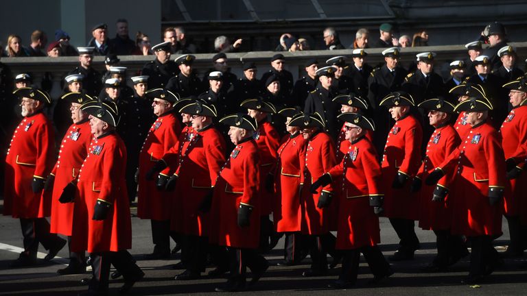 Chelsea Pensioners on Remembrance Sunday