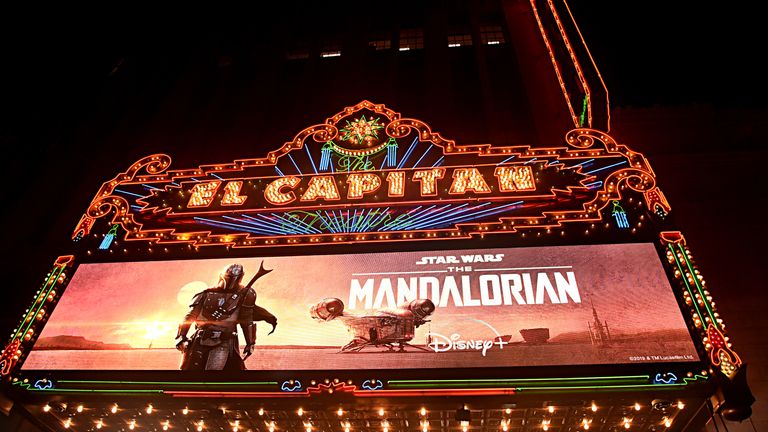 A view of the atmosphere at the premiere of Lucasfilm&#39;s first-ever, live-action series, "The Mandalorian,"