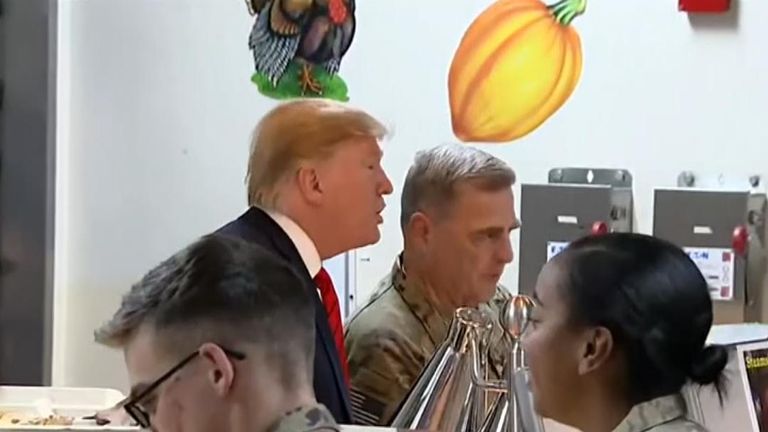 Donald Trump serves troops a Thanksgiving meal at Bagram Air Base in Afghanistan