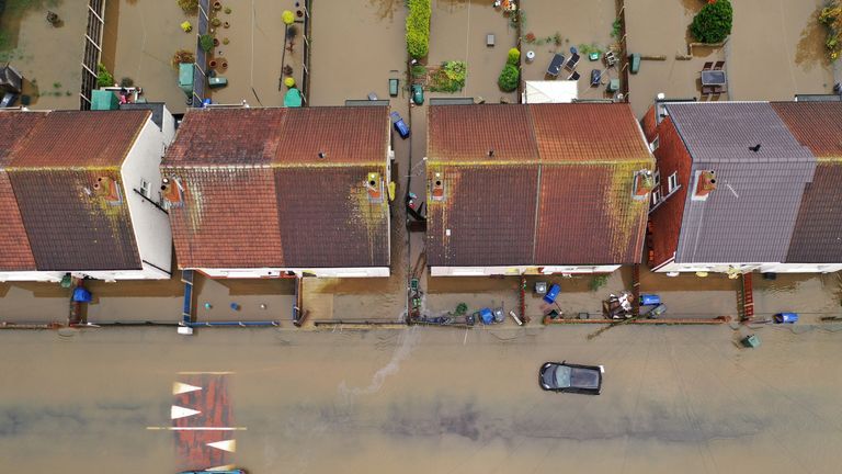 An aerial view of the flooding in Doncaster