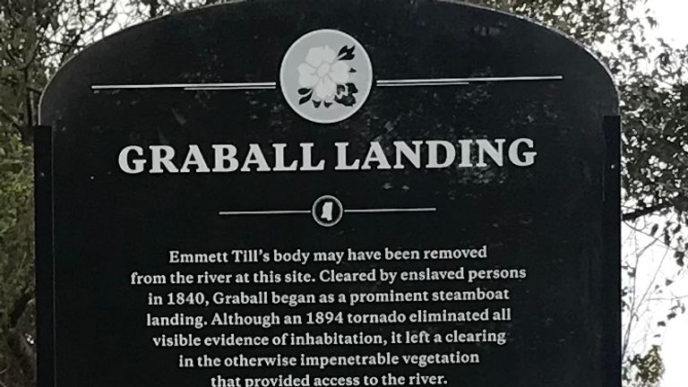 One of the Emmett Till signs on the route that remembers him