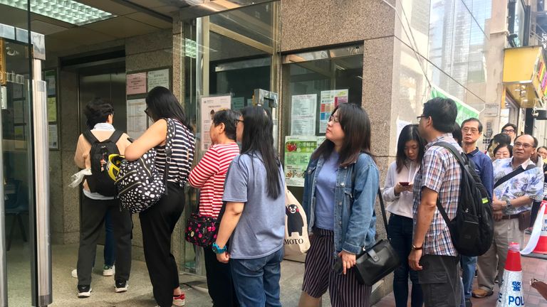 Queues at a Hong Kong polling station