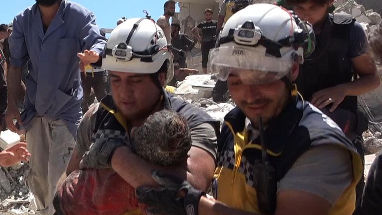 White Helmet rescuers thought Ahmed had died in the building collapse