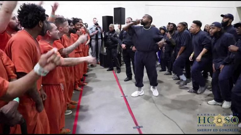 Kanye West performed two shows at Harris County jail in Texas