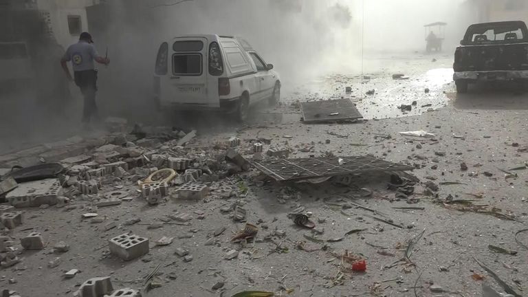 The blasts set shrapnel into the air and scattered debris across the district