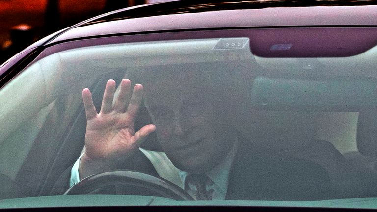 The Duke of York leaves his home in Windsor, Berkshire, the day after he suspended his work with his charities, organisations and military units