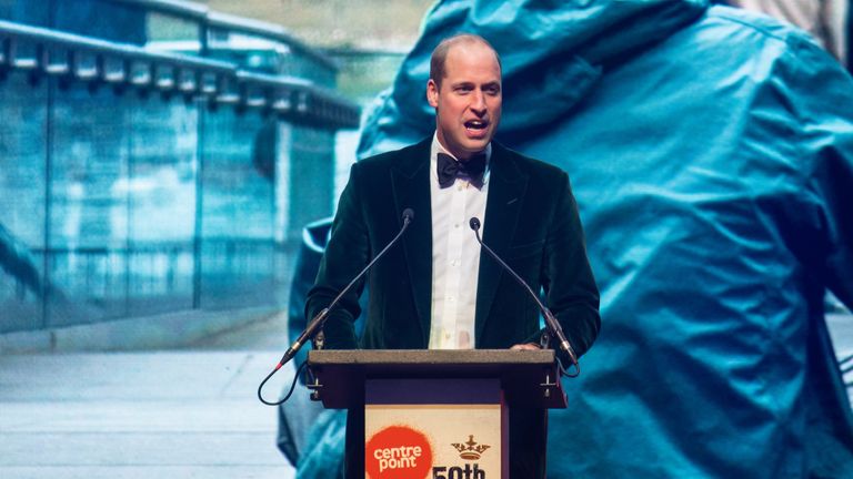 Prince William delivered a speech to mark the 50th anniversary of the Centrepoint charity