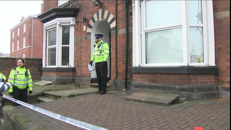 Police search a property in Stafford, Staffordshire