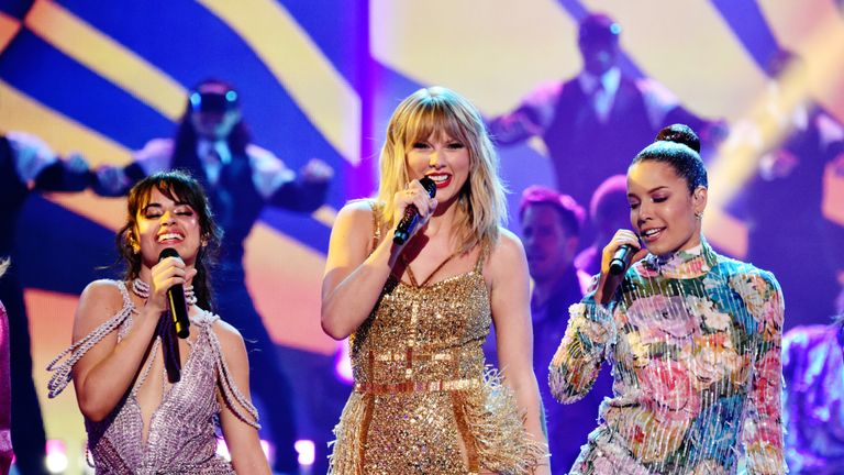 Camila Cabello, Taylor Swift and Halsey at the American Music Awards