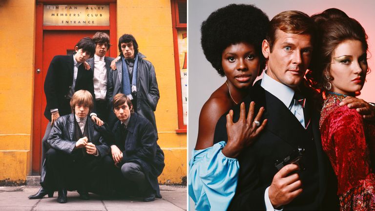 Terry O&#39;Neill&#39;s pictures of The Rolling Stones and Roger Moore and two Bond girls. Pics: O&#39;Neill/Iconic Images