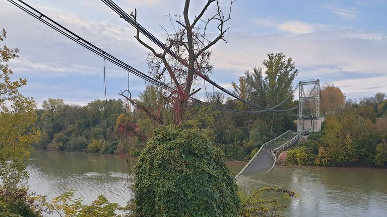 Girl 15 Dies After Bridge Collapses Into River In France World News Sky News