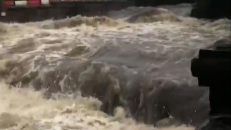 Yorkshire rivers flood and flow rapidly with 99 flood warnings