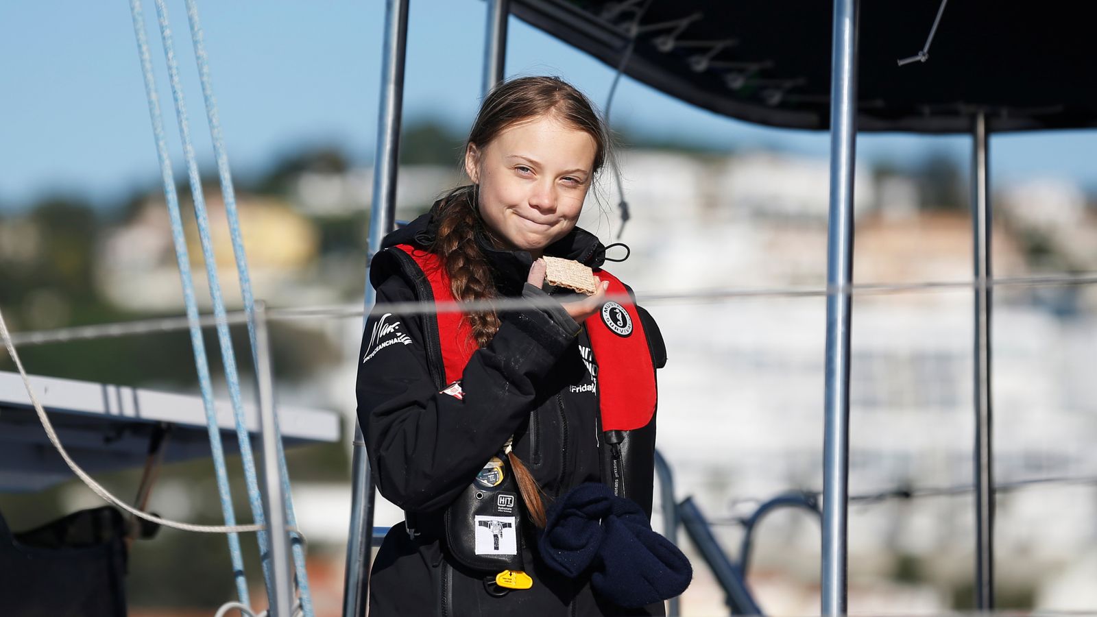 Climate change activist Greta Thunberg arrives in Lisbon - Sky News