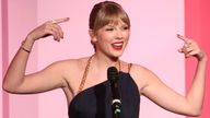 Swift accepted her prize, and took the opportunity to have a dig at her industry foe Scooter Braun
