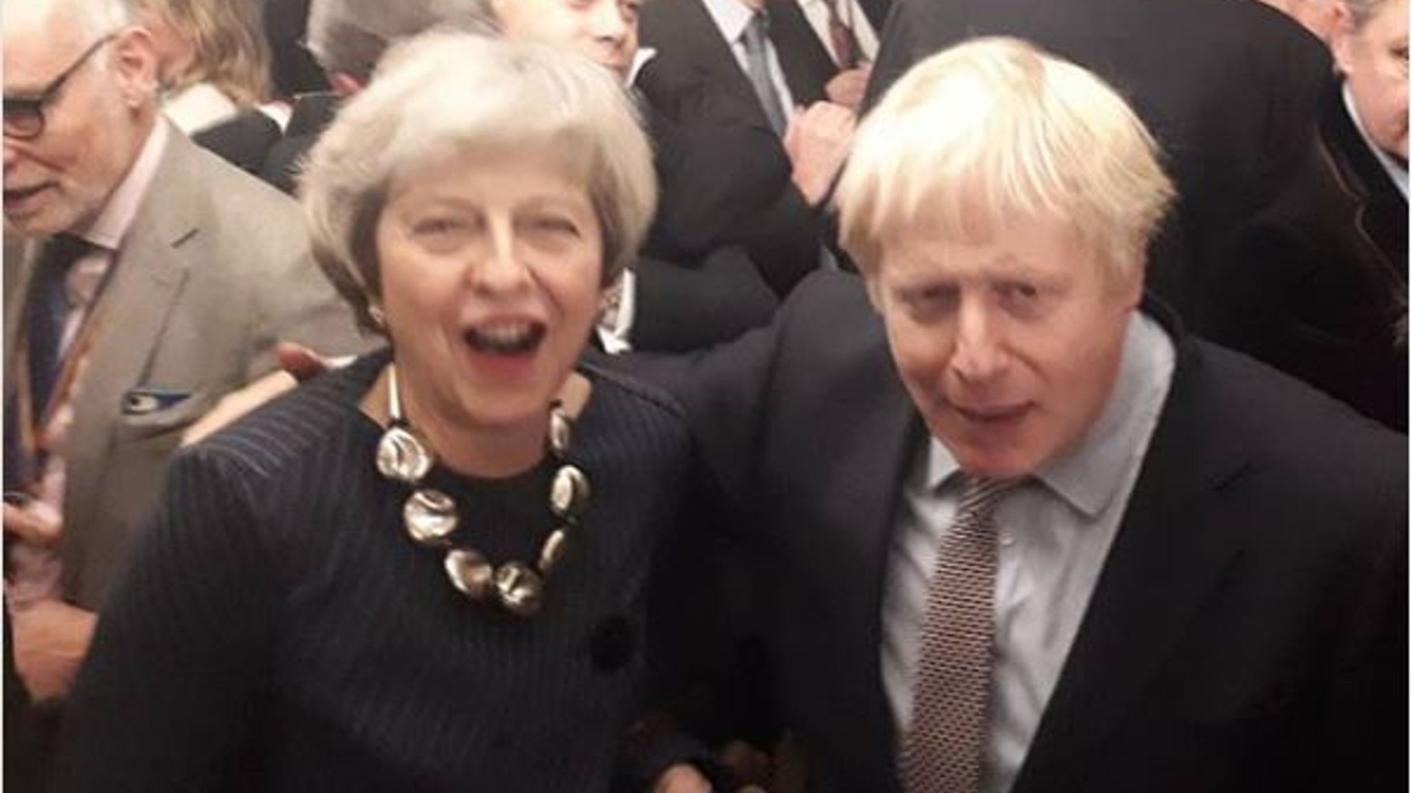 Boris Johnson and Theresa May bury hatchet to toast Tory election win |  Politics News | Sky News